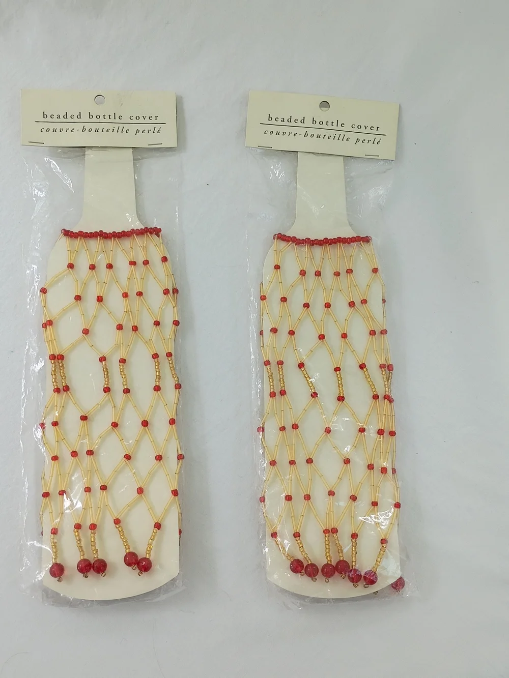 Two Beaded Wine Bottle Covers, Pier 1 Imports, NEW